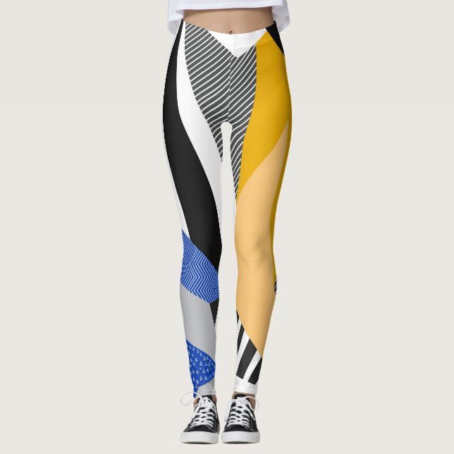 Legging Estilo Memphis: Colagem Geométrica Criativa. (Frente)