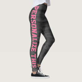 Legging Estilo Personalizado - Cinza Texturizado e Rosa Fr
