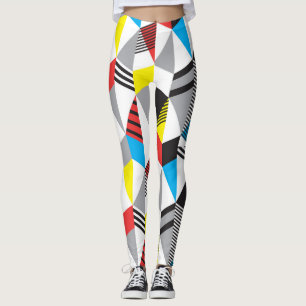 Legging Estilo Retro Bauhaus: Abstrato sem costura