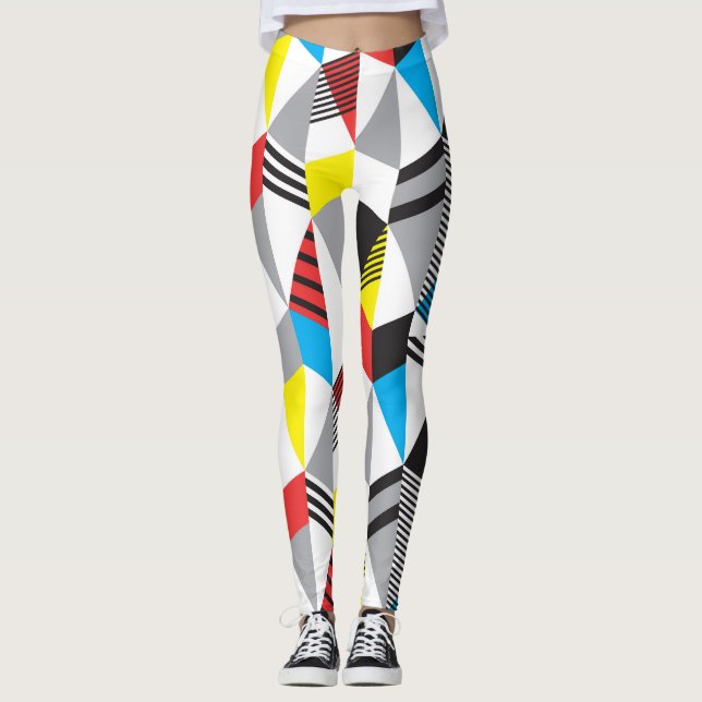 Legging Estilo Retro Bauhaus: Abstrato sem costura (Frente)