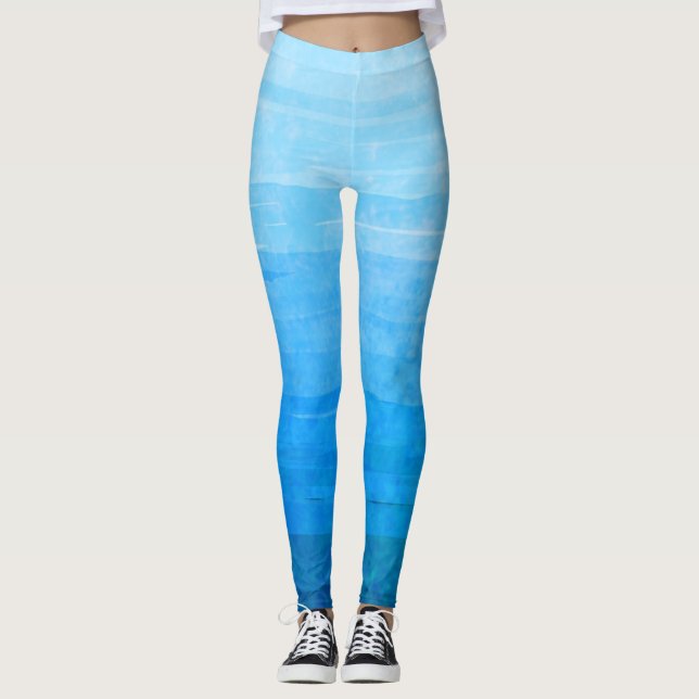 Legging Estirpes de Gradiente Azul Esmaecidas (Frente)