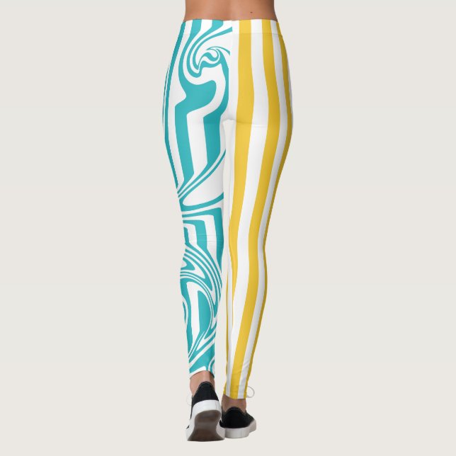 Legging Estirpes e espirais em Turquesa e Amarelo (Verso)