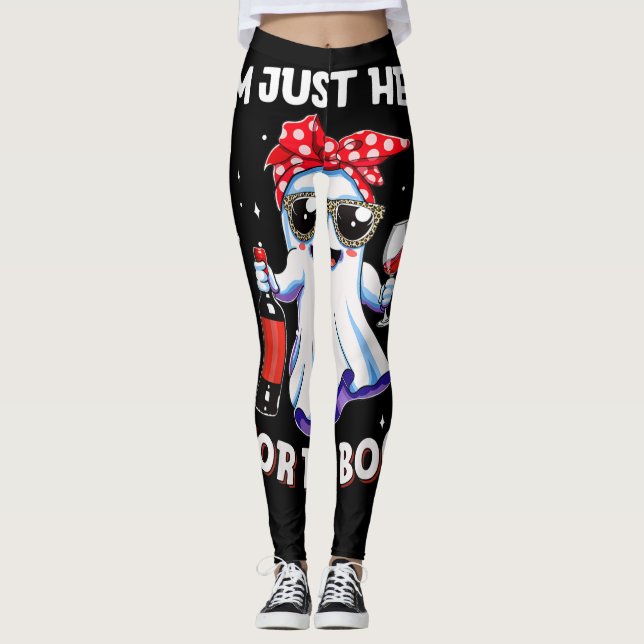 Legging Estou Aqui, Boos Halloween Engraçados, Mulheres Fa (Frente)