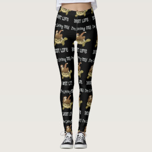 Legging Estou vivendo minha melhor vida, preguiça e tarta