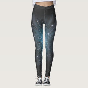 Legging Estrela Celeste Explosão Cósmica de Luz Azul