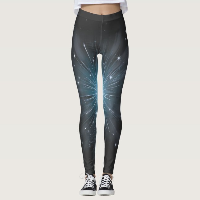 Legging Estrela Celeste Explosão Cósmica de Luz Azul (Frente)