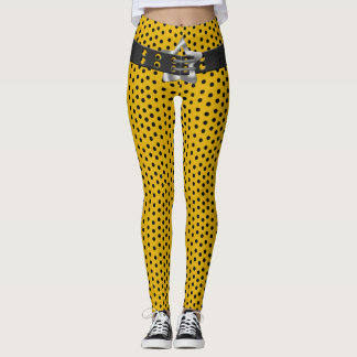 Legging Estrela da Cintura Preta da anca - Bolinhas Pretas