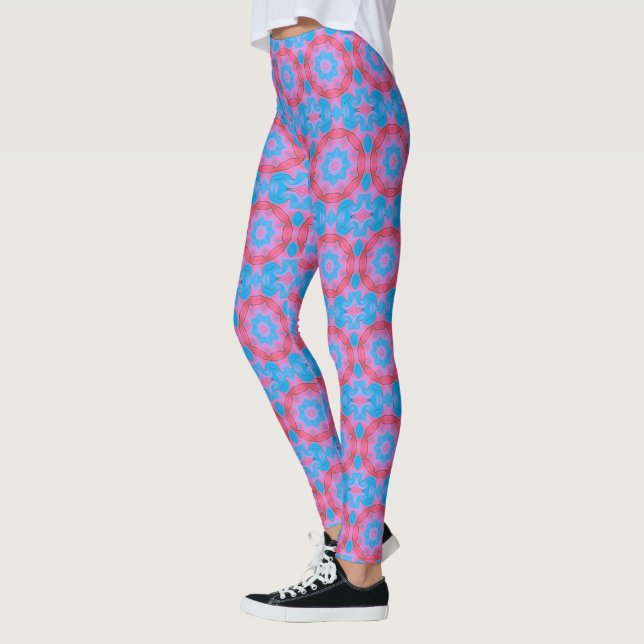 Legging Estrela de Boho Rosa e Azul (Esquerda)