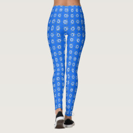 Legging Estrela de David Hanukkah Padrão Azul Branco
