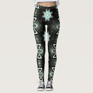 Legging estrela de penas azul rebentada a preto