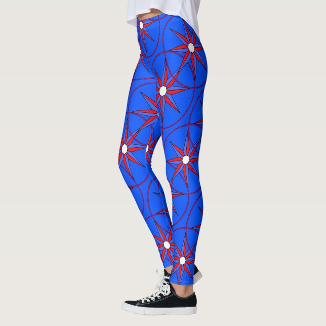 Legging Estrela Feminina Vermelha Azul  (Esquerda)
