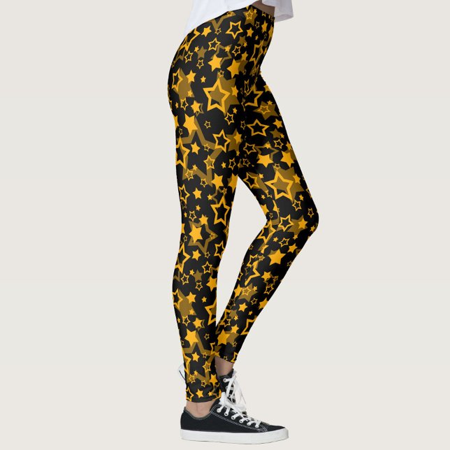Legging Estrelas Amarelas Douradas Brilham Design  (Criador carregado)
