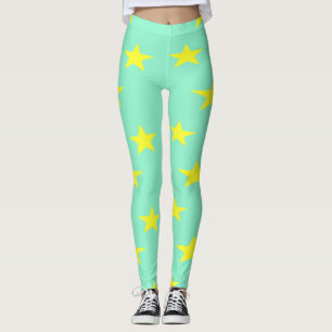 Legging Estrelas amarelas na turquesa