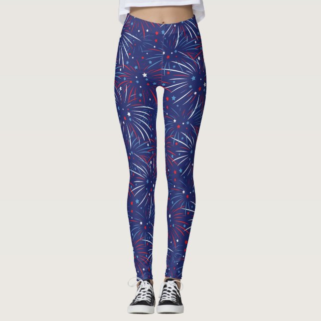 Legging Estrelas azuis brancas vermelhas dos (Frente)