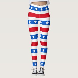 Legging Estrelas & azul branco vermelho das listras  