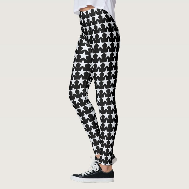 Legging estrelas brancas no preto (Esquerda)