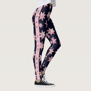 Legging Estrelas brilhantes cor-de-rosa em azul personaliz