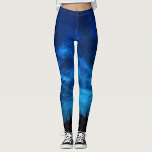 LEGGING ESTRELAS BRILHANTES NUM CÉU ESCURO E AZUL