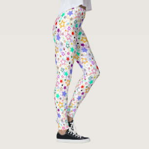 Legging Estrelas Coloridas Brancas 