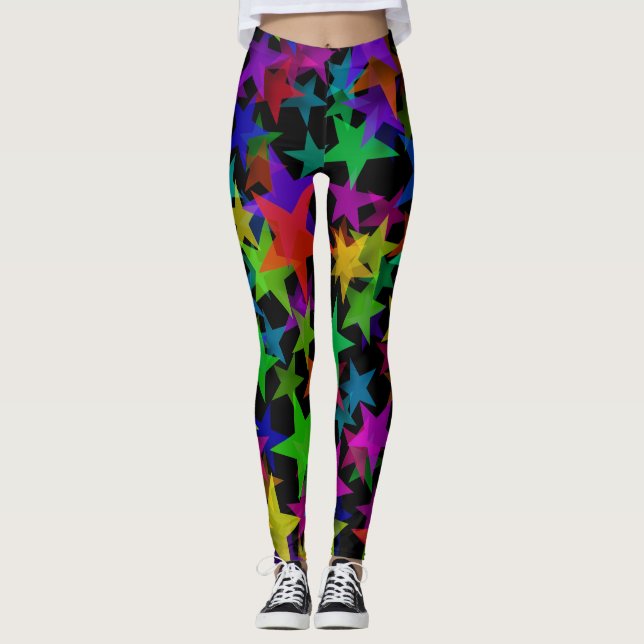 Legging Estrelas do Arco-íris Groovy Legais (Frente)