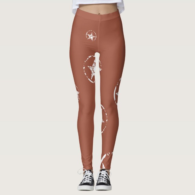 Legging Estrelas do Círculo Neutro do Tijolo (Frente)