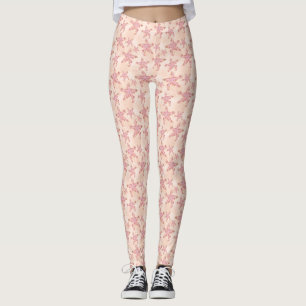 Legging Estrelas-do-mar e Coral Padrão Pastel Rosa