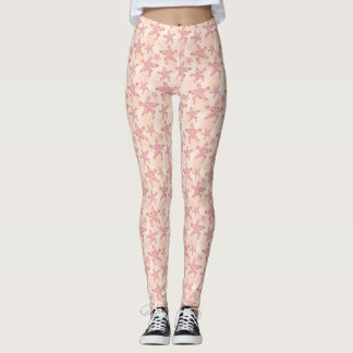 Legging Estrelas-do-mar e Coral Padrão Pastel Rosa