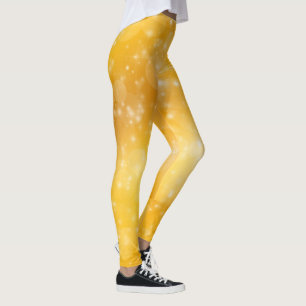 Legging Estrelas douradas amarelo e branco do divertimento