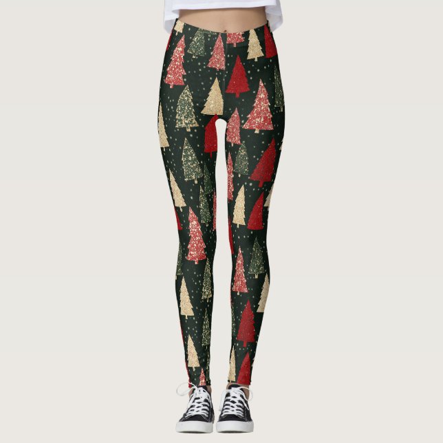 Legging Estrelas Douradas e Árvores de Natal (2) (Frente)