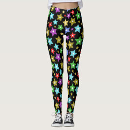Legging Estrelas Douradas multicoloridas e Shimmering em P