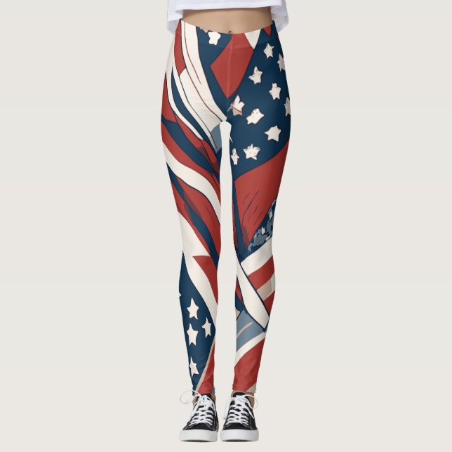 Legging Estrelas e Listras Abstratas 4 de Julho (Frente)