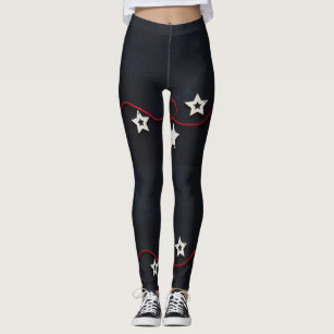 Legging Leggens das Estrelas Pretas e Brancas