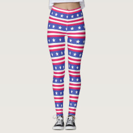 Legging Estrelas e Stripes Patriotas Vermelhas, Brancas e 