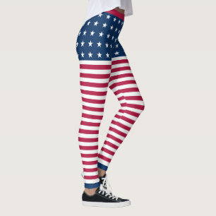 Legging Estrelas e Stripes Vermelho Branco Azul EUA Bandei