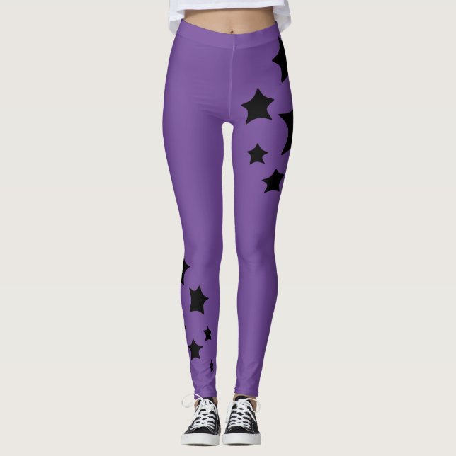 Legging Estrelas mágicas Fundo roxo Noite mística (Frente)