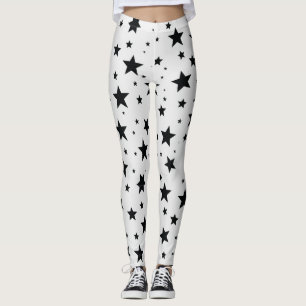 Legging Estrelas Negras em Fundo Branco