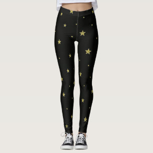 Legging Estrelas Pretas e Amarelas Douradas