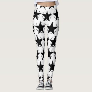 Legging Estrelas Pretas e Brancas Padrão Geométrico Circul