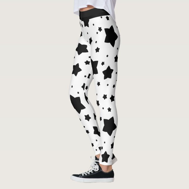 Legging Estrelas Pretas em Branco (Esquerda)