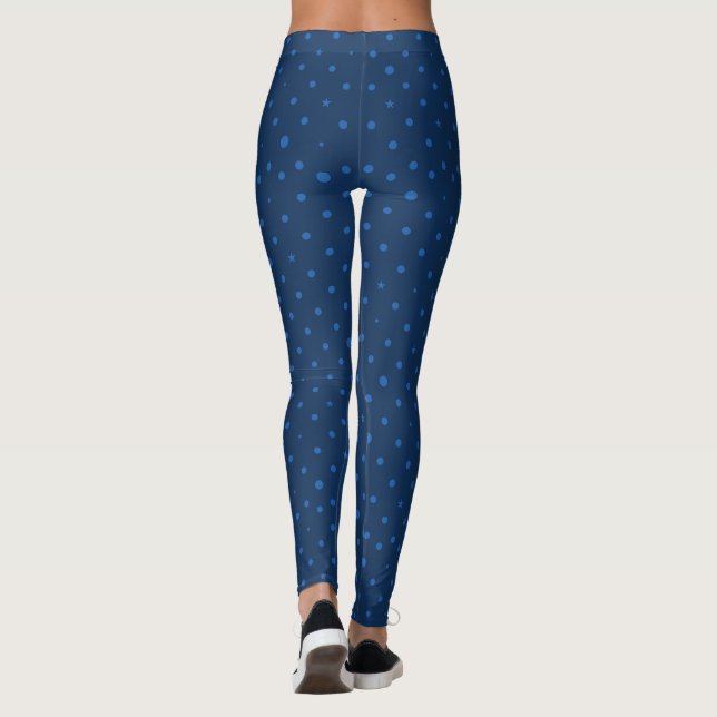 Legging Estrelas Rústicas Elegante Azul e Pretas (Verso)