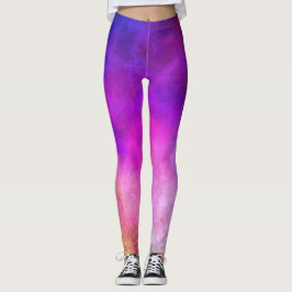 Legging Estrelas Sujas Galáxias Espaciais Rosa Púrpura Cor