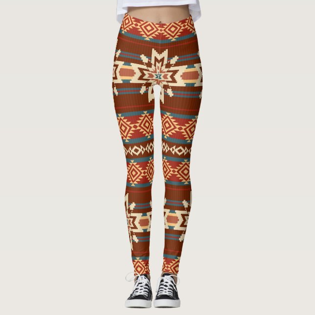 Legging Estrelas Têxteis Étnicas: Padrão de Abstrato. (Frente)