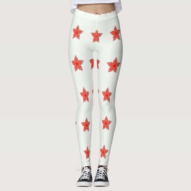 Legging estrelas vermelhas em branco (Frente)
