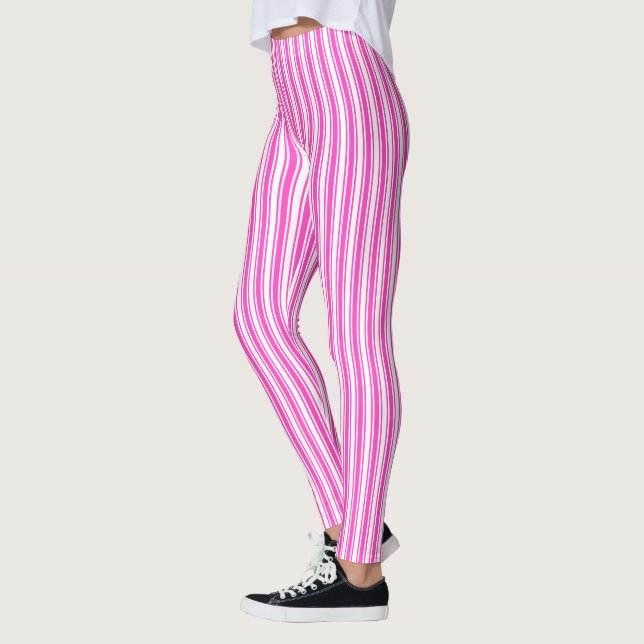 Legging Estrias de doces brancas e rosa-quente (Esquerda)
