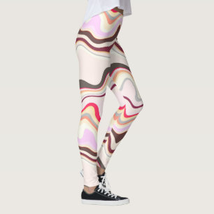 Legging Estrias de ondulação rosa e Cinza
