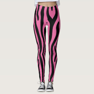 Legging Estrias de zebra negras a quente e a rosa