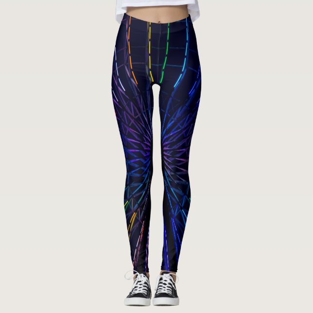 Legging Estrutura Fractal Colorida Azul Escura (Frente)