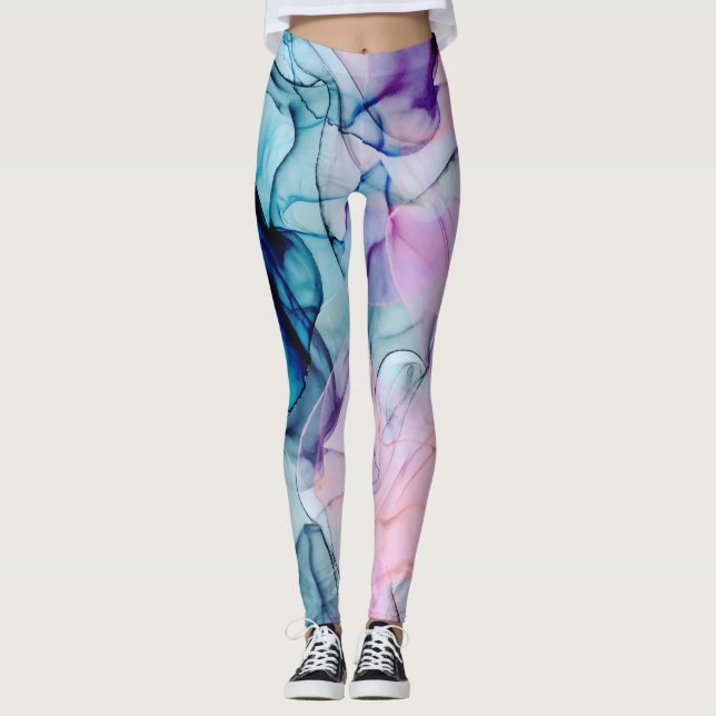 Legging Etéreo Rosa Roxo Azul Moderno Glamour (Frente)