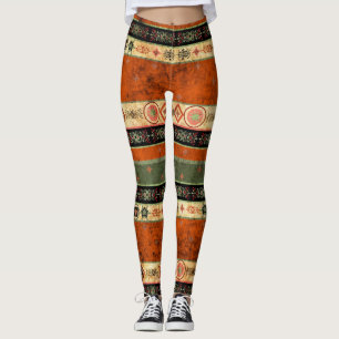 Legging Etnia Boho Grunge, Padrão Colorido.