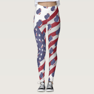 Legging Eu amo a bandeira dos Estados Unidos americana dos